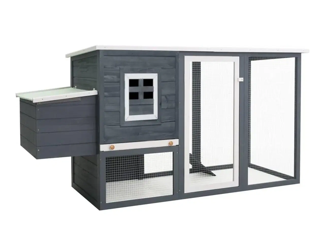 Billede 1 - Udendørs hønsehus med 1 redekasse træ grå