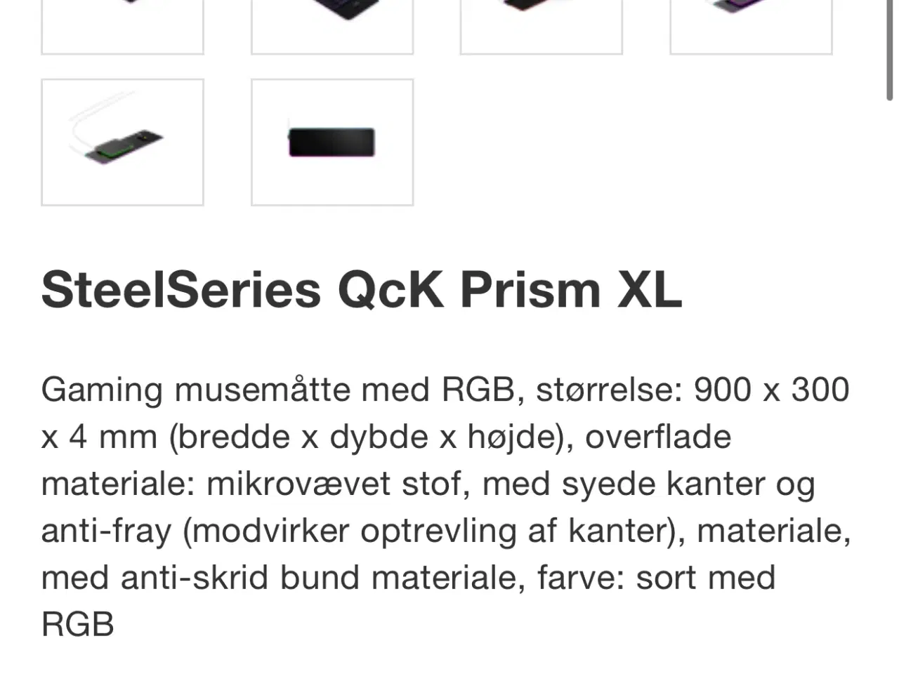 Billede 2 - SteelSeries QcK Prism XL Musemåtte