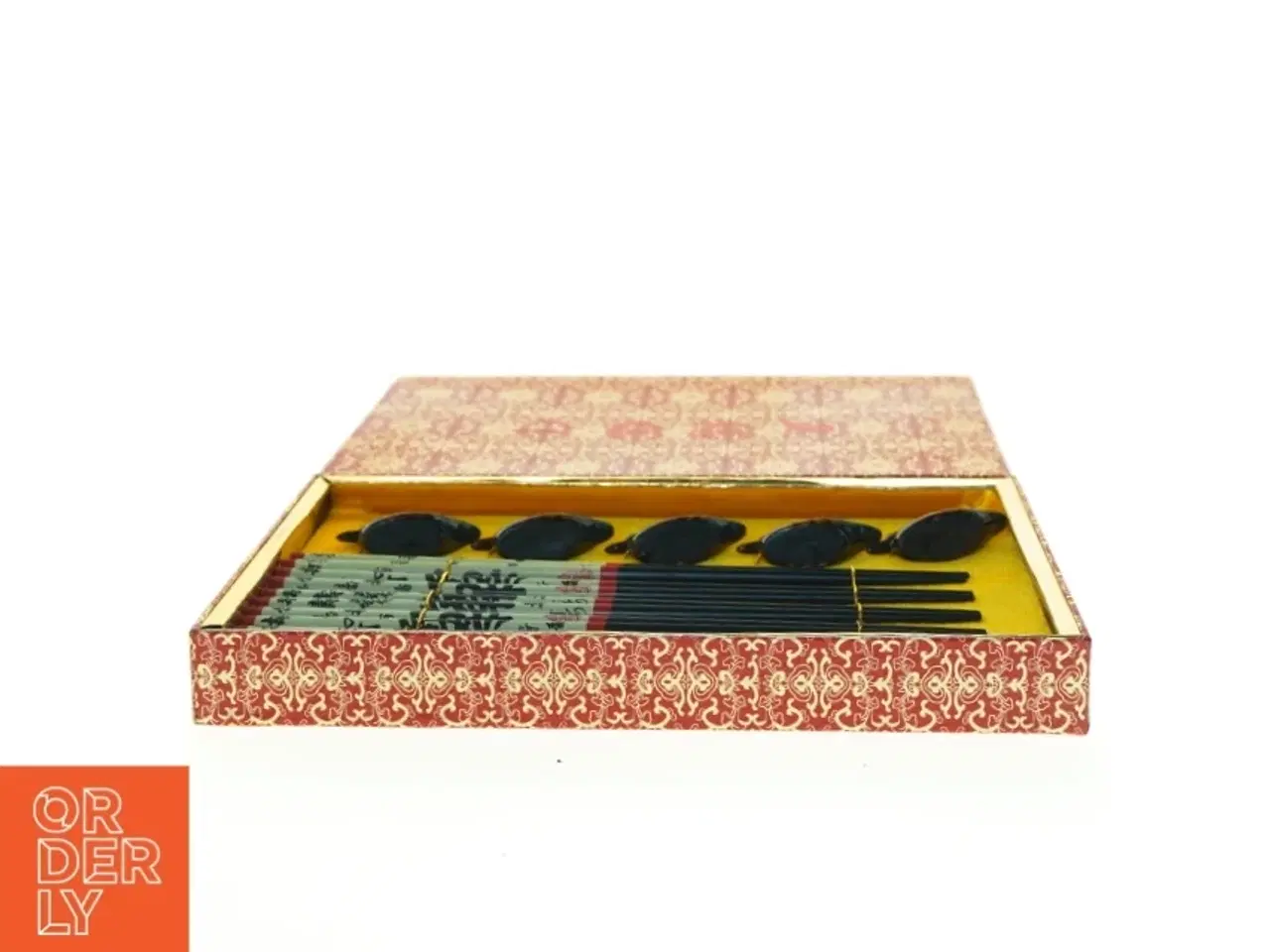 Billede 2 - Kinesisk spisestel med spisepinde og hvilestøtter (str. 24 cm)