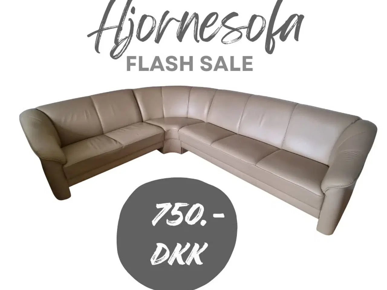 Billede 6 - Elegant Hudfarvet Læder Hjørnesofa 