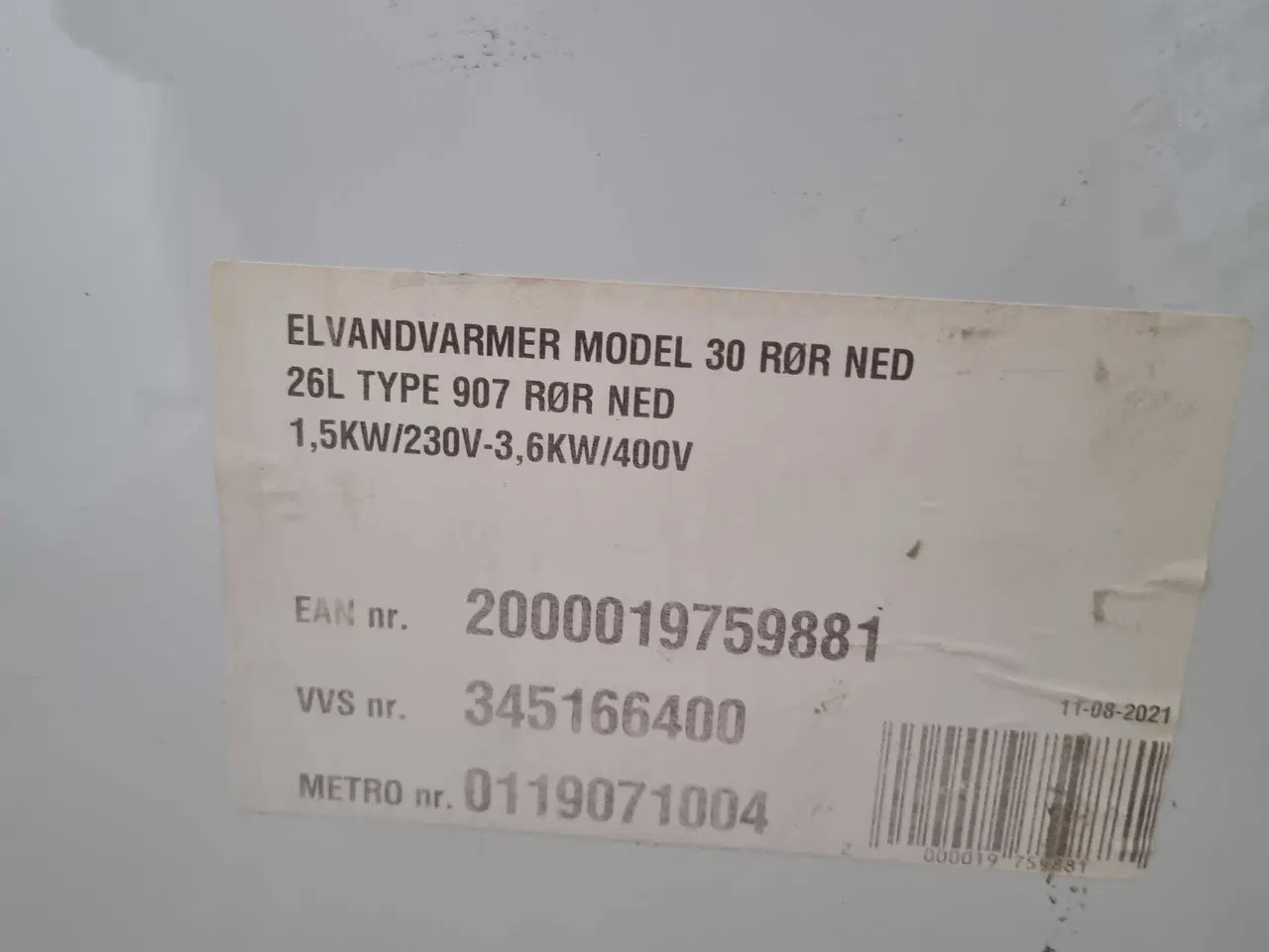Billede 2 - Elektrisk varmtvandsbeholder 