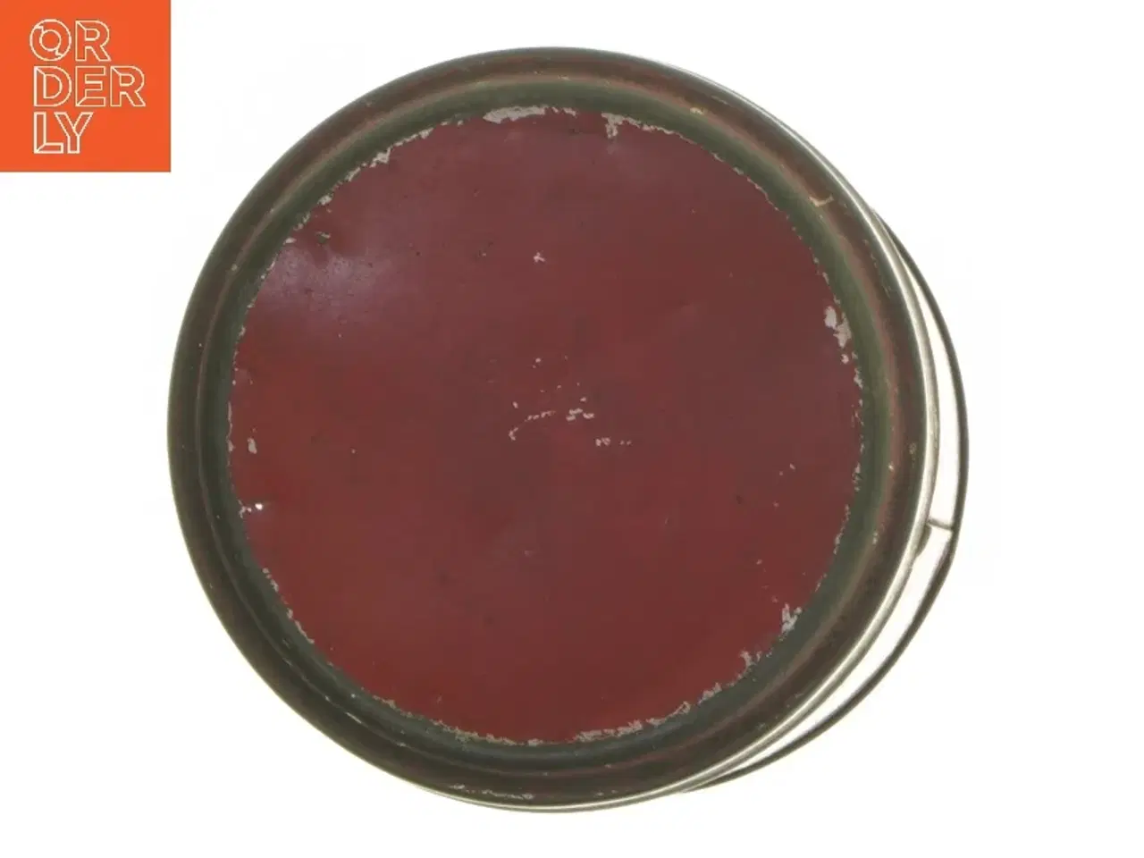 Billede 3 - Rund rød The metaldåse med låg (str. Ø 9,5 cm længde 13,5 cm)
