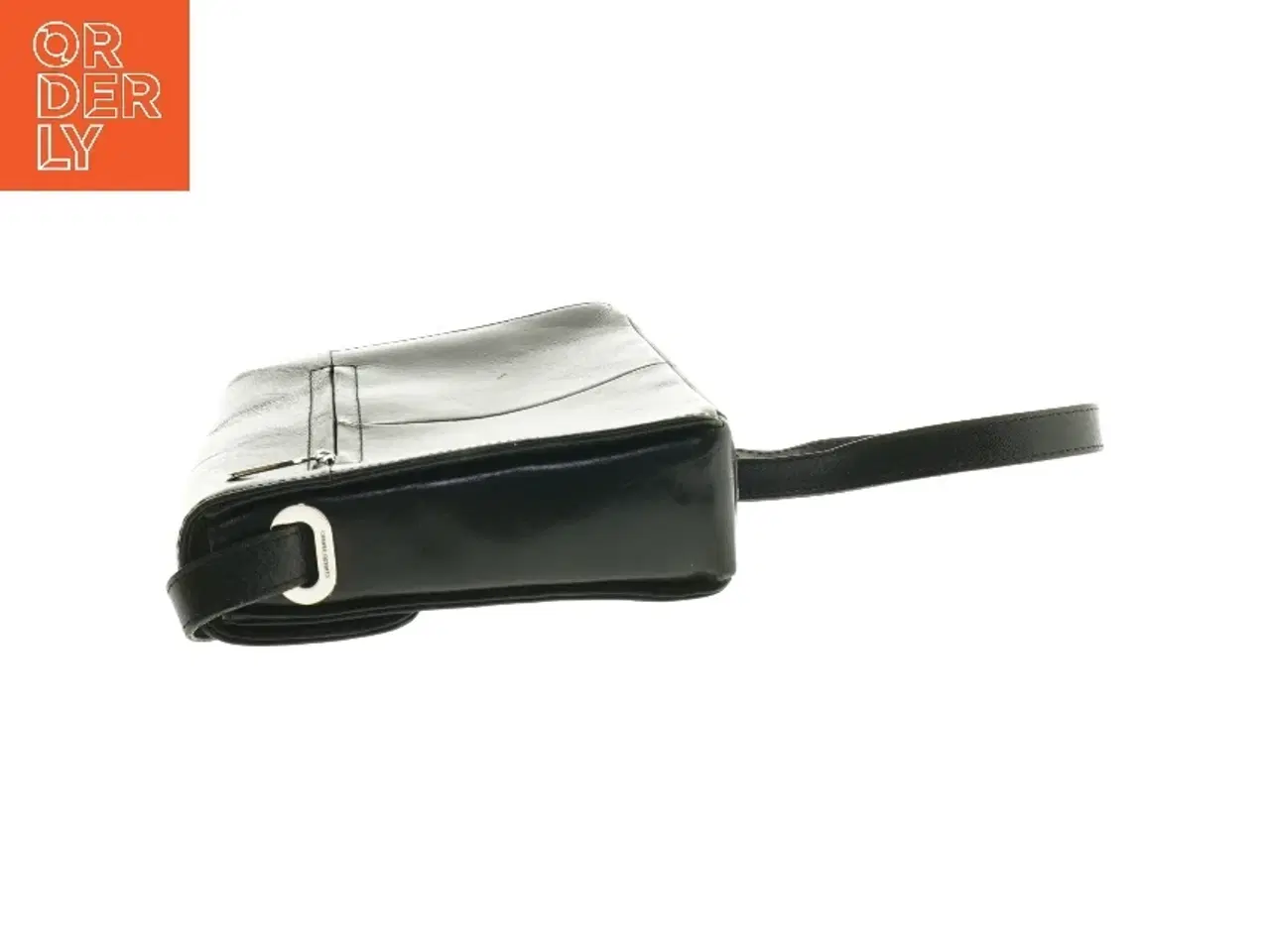 Billede 3 - Sort læder skuldertaske (str. 26 x 19 cm)