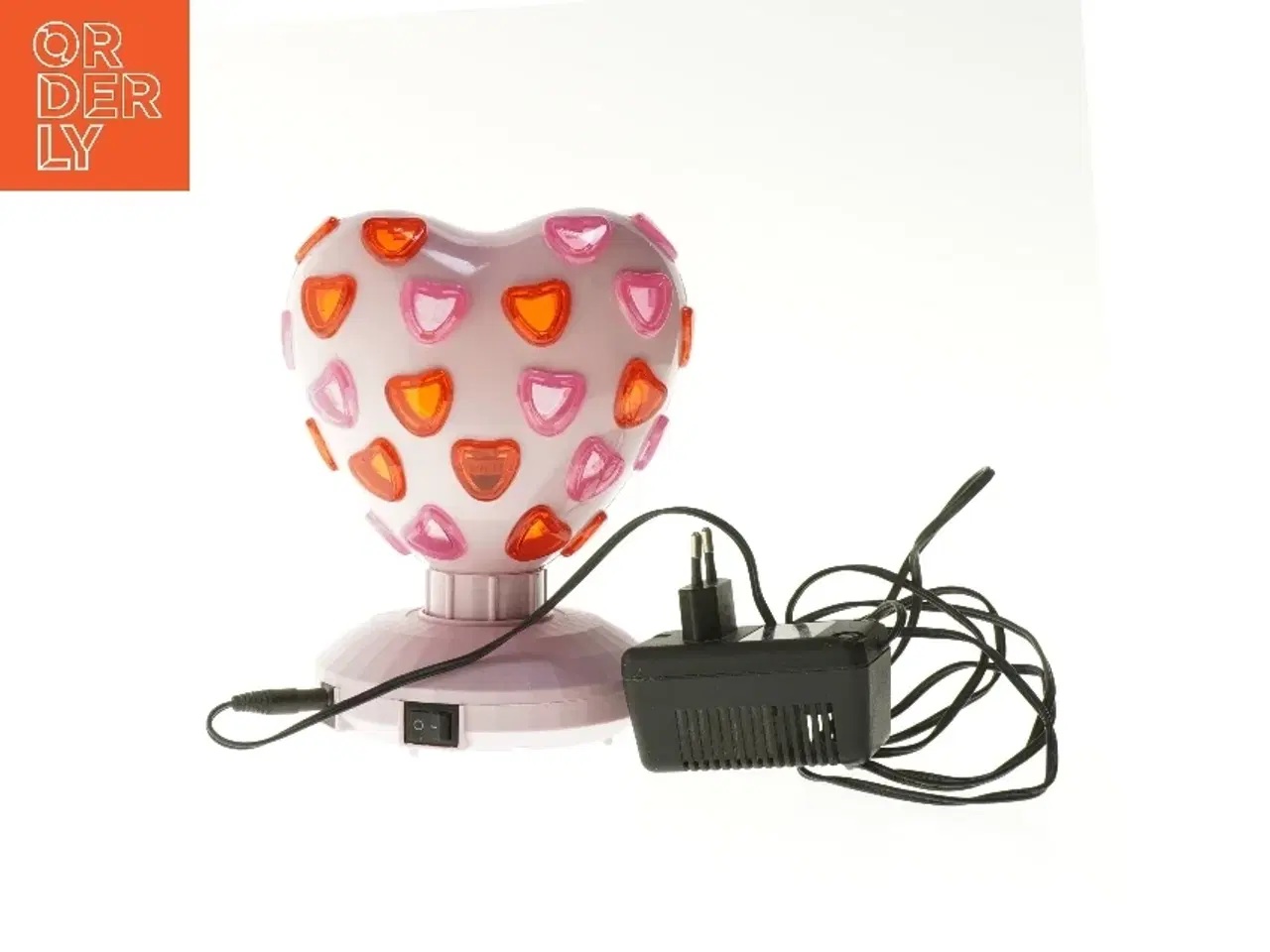 Billede 1 - Hjerteformet bordlampe med adapter (str. 21x16 cm)