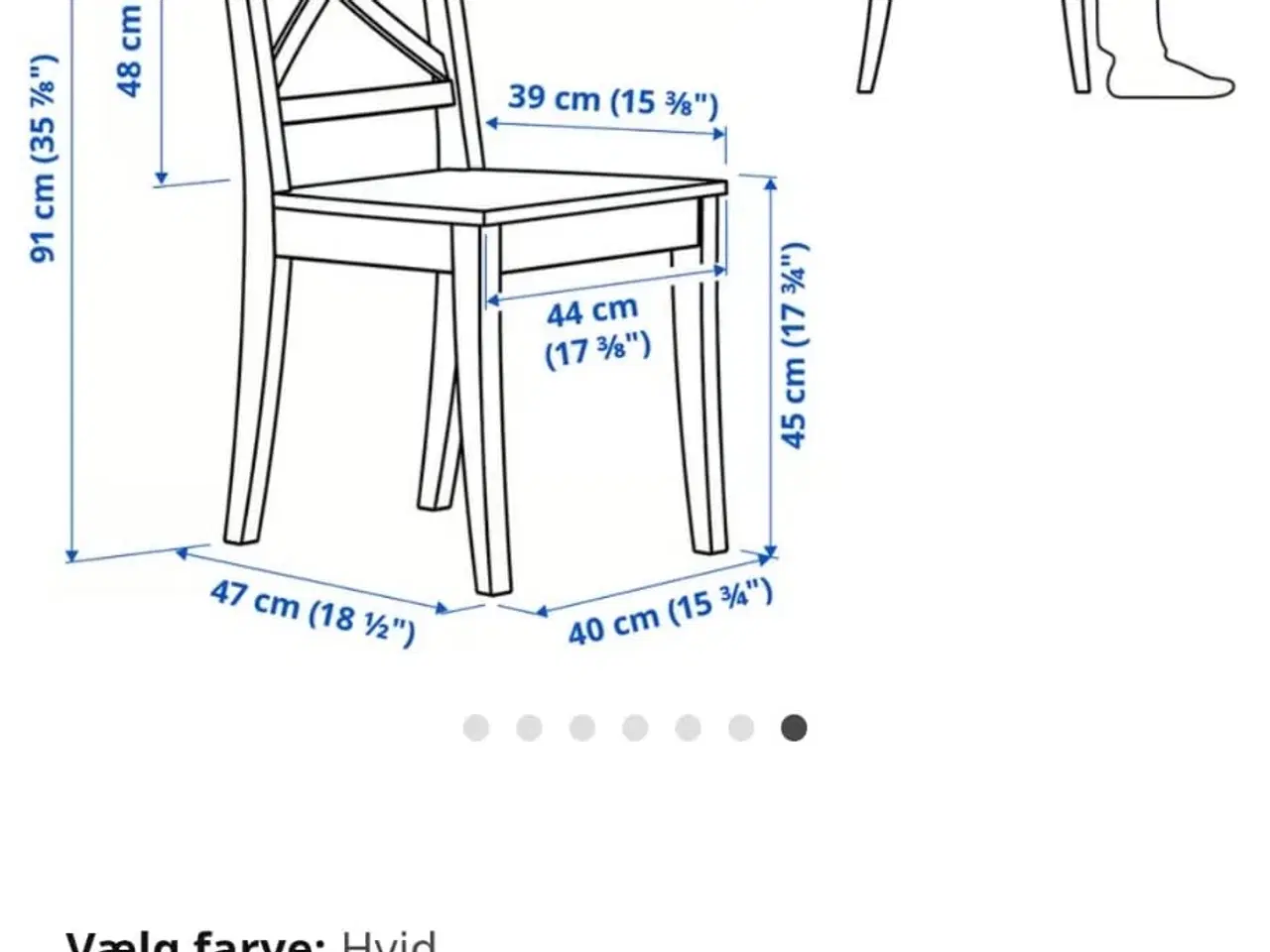 Billede 3 - Rosentorp spisebordsstole i hvid fra IKEA 