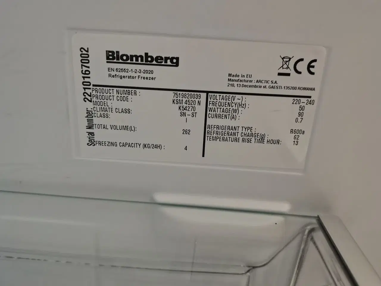 Billede 4 - Køle-/fryseskab, brugt  BLOMBERG