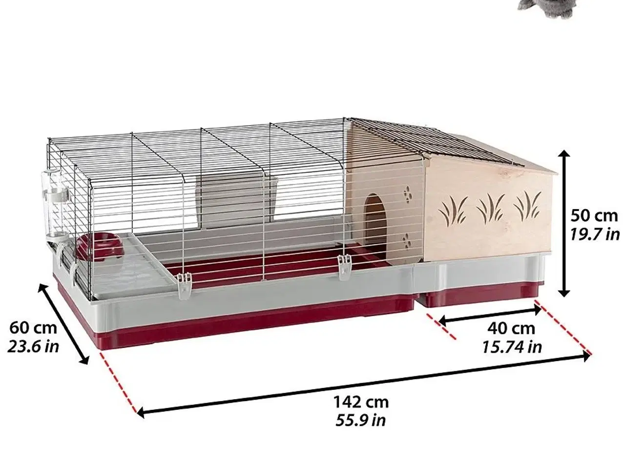 Billede 2 - Kaninbur FERPLAST Krolik 140 Plus – sammenklappeligt bur med hus