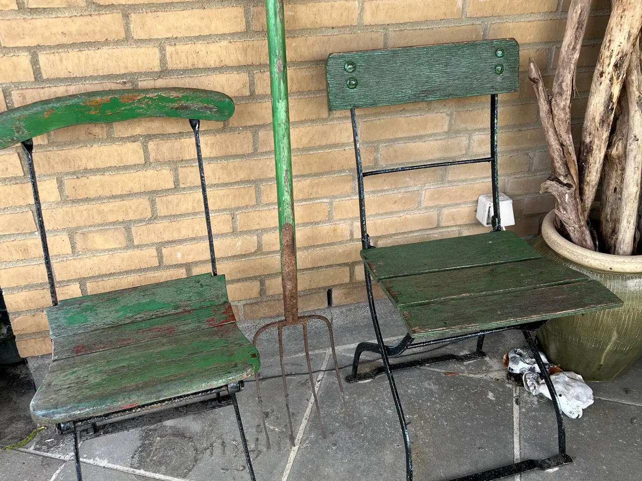 Billede 1 - Café stole og Spredegreb RETRO i flot grøn farve