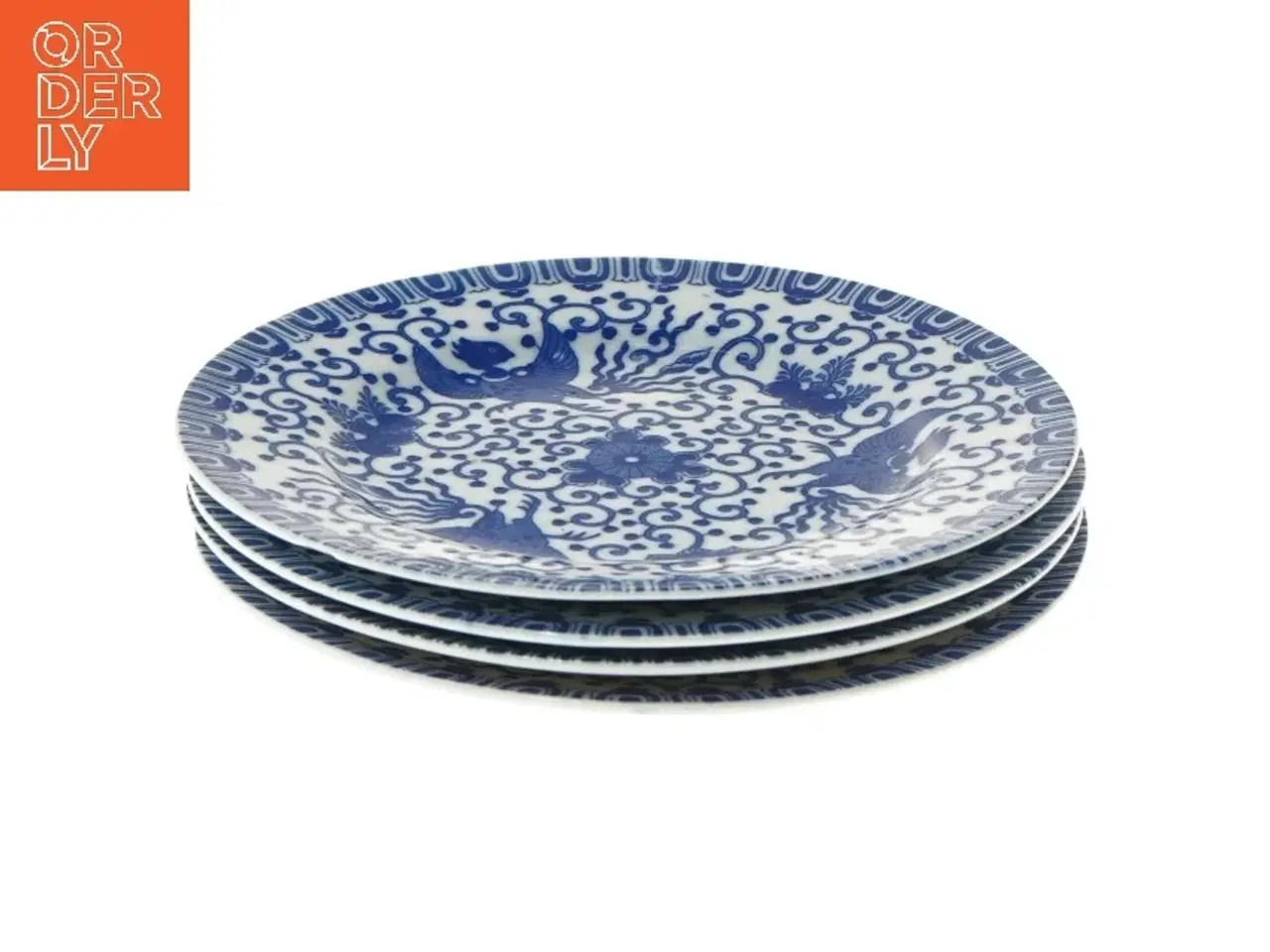 Billede 1 - Blå mønstrede tallerkener (str. ø 17,5 cm, 4 styk cm)