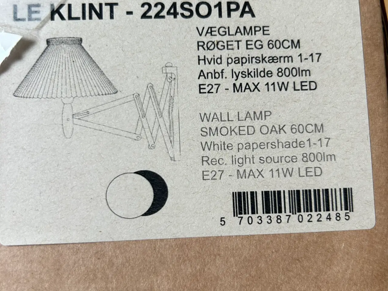 Billede 1 - Le Klint Sakselamp 1/17 224 røget eg