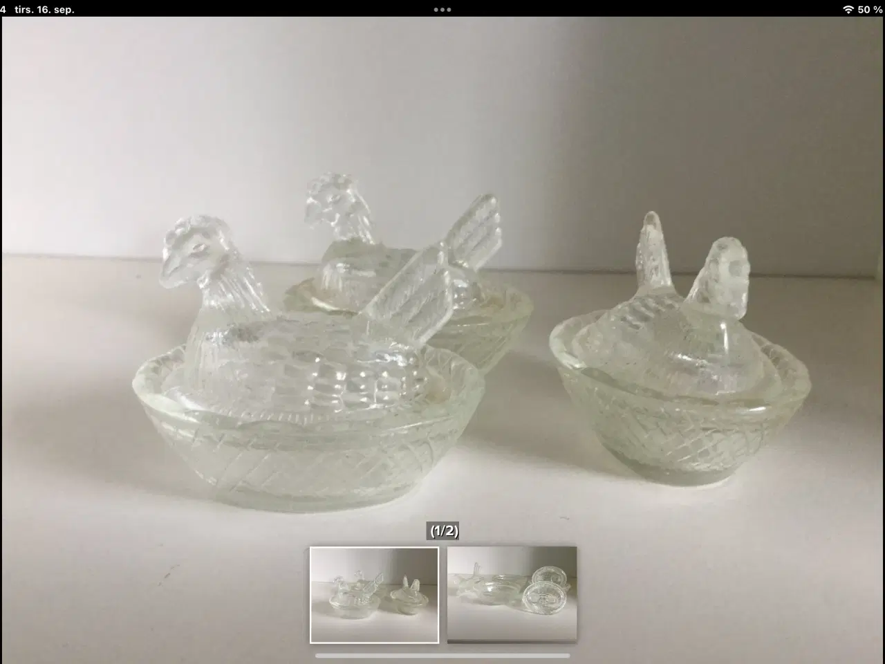 Billede 1 - Salt kar i glas høns 