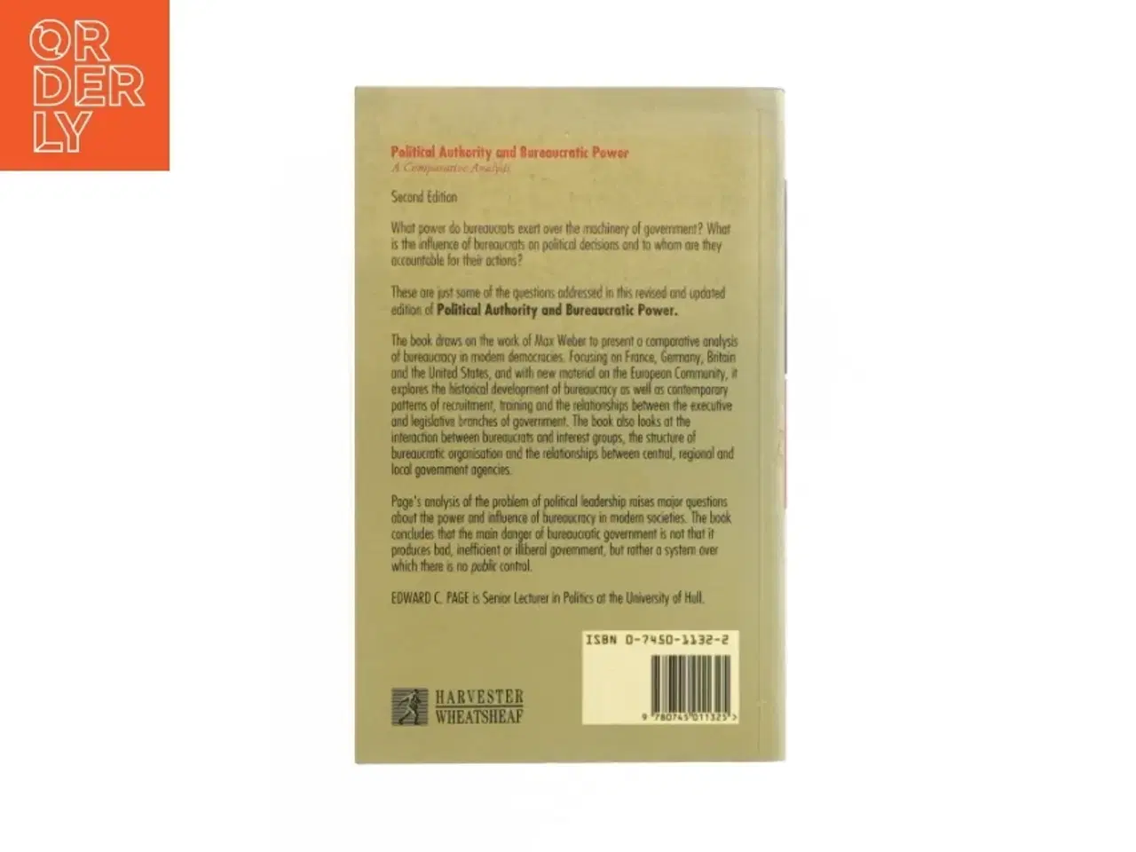 Billede 2 - Political authority and bureaucratic power af Edward C. Page (Bog)
