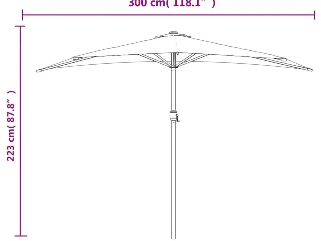 Billede 9 - Balkonparasol med aluminumsstang sandfarvet 300 x 155 cm halv