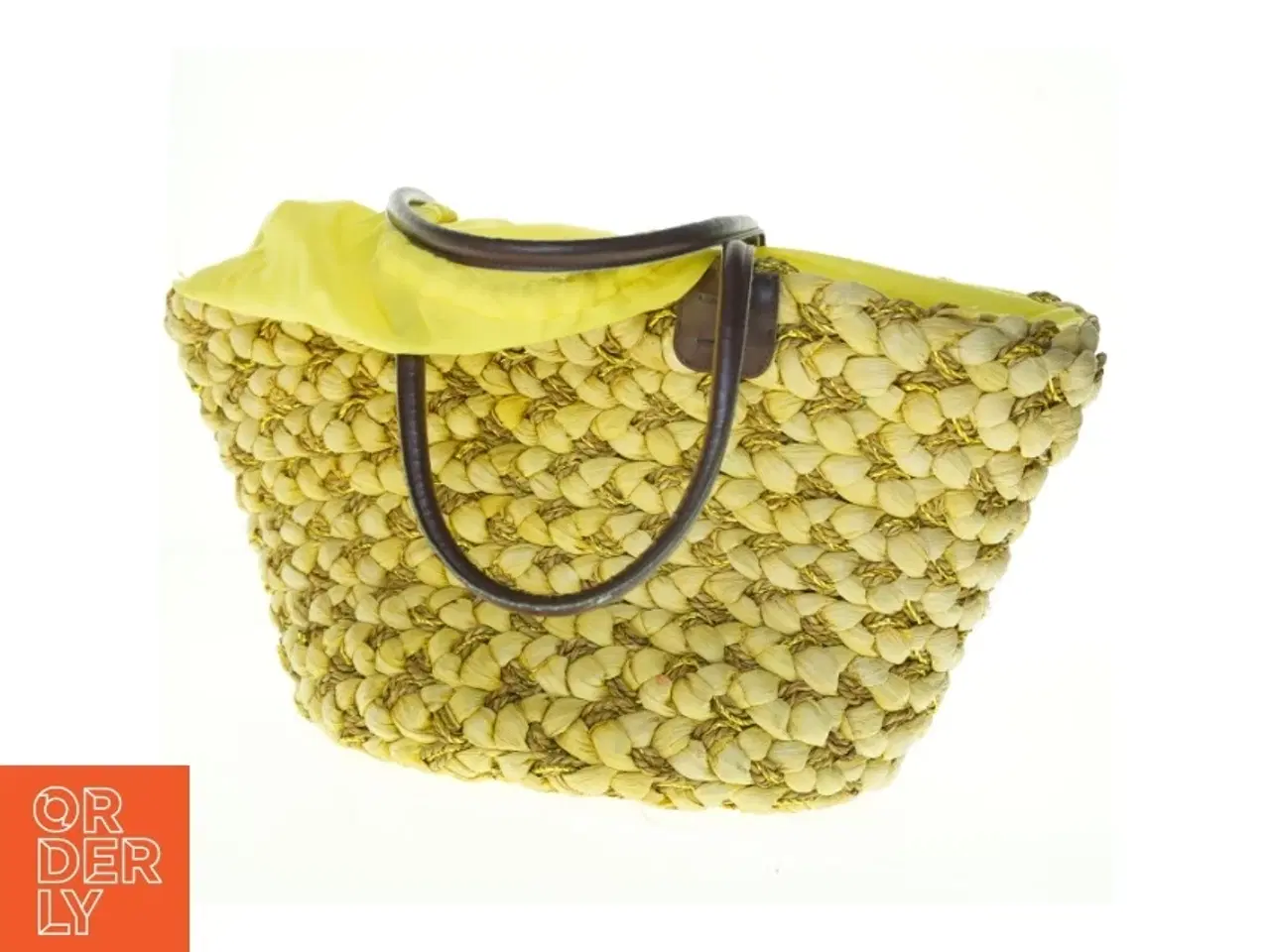 Billede 2 - Gul flettet strandtaske (str. 55 x 52 x 21 cm)