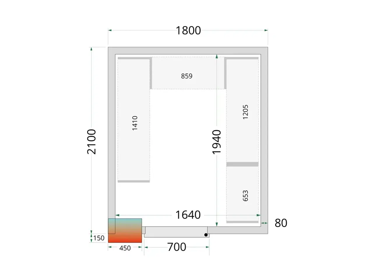 Billede 2 -  Tefcold Kølerum – 1800 x 2100 x 2200 mm – CRPF182