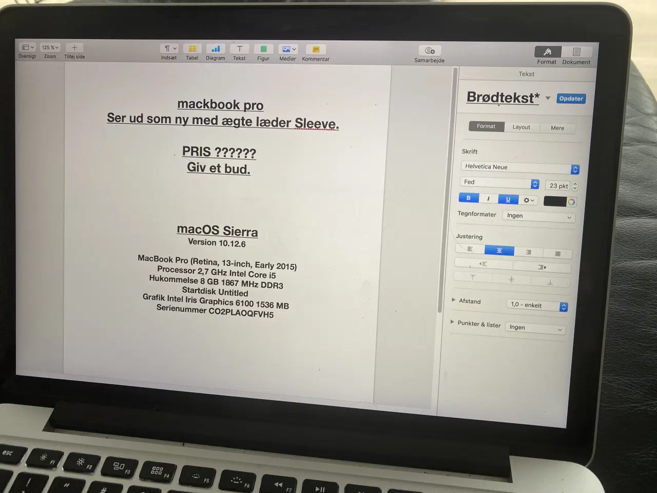 Billede 3 - MacBook Pro fra 2014, alt fungere som ny.