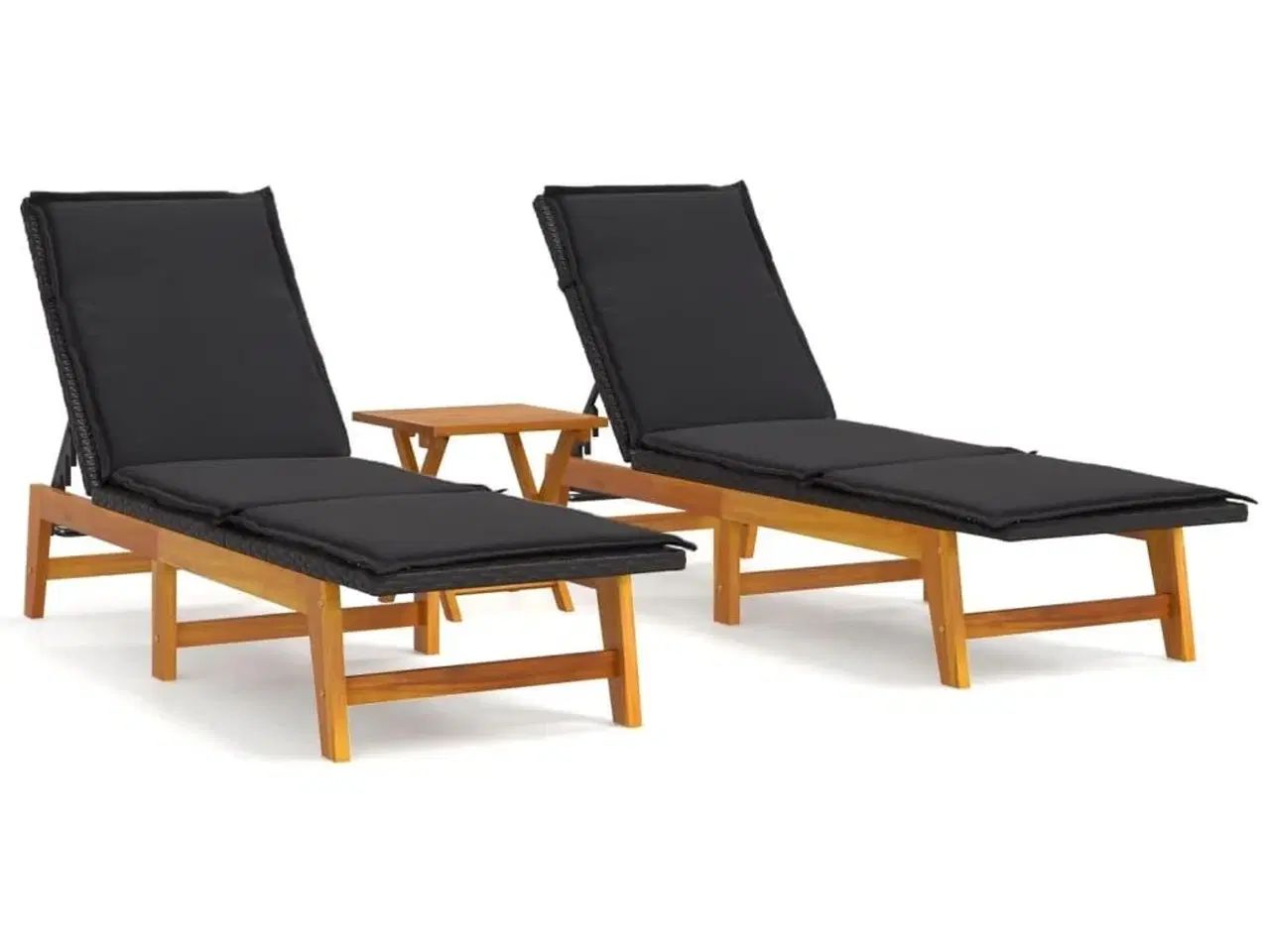 Billede 2 - Loungesæt til haven 3 dele polyrattan og massivt akacietræ