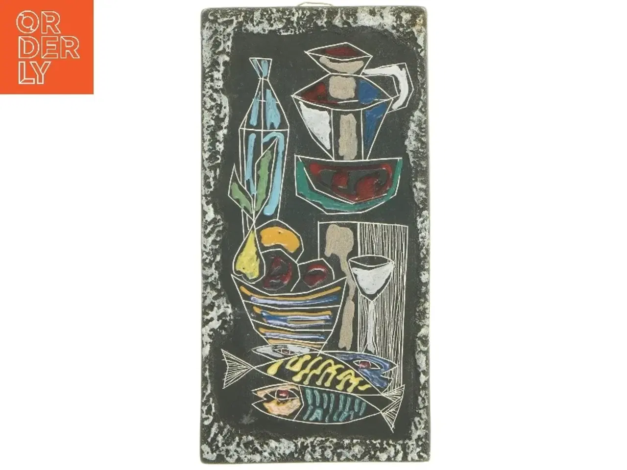 Billede 1 - Vægplakette med farverigt motiv (str. 31x15 cm)