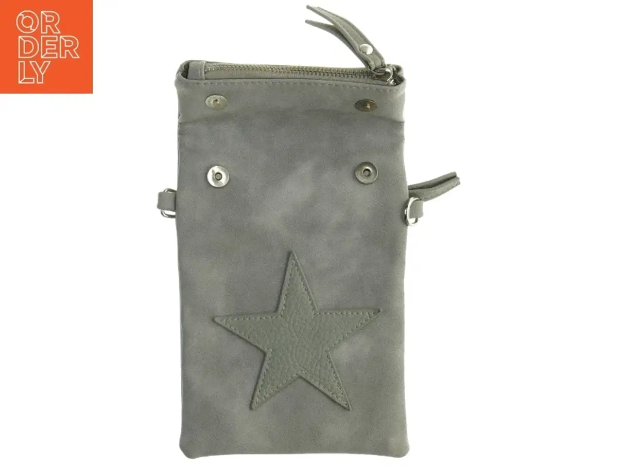 Billede 3 - Grå læder kobling med stjerne dekoration (str. 21 x 14 cm godt)