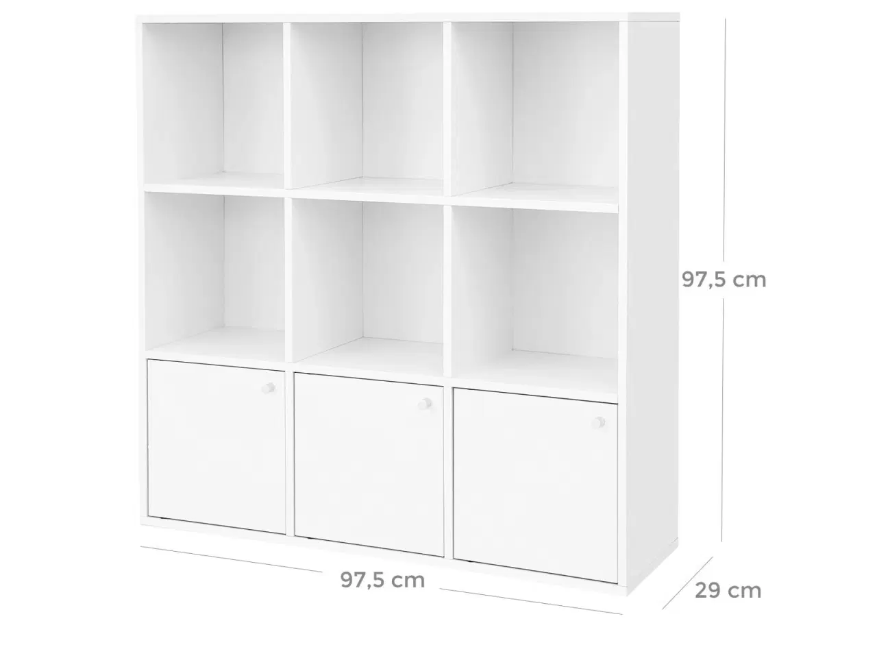 Billede 7 - Bogreol med kuber fritstående reol med 3 skabe, hvid