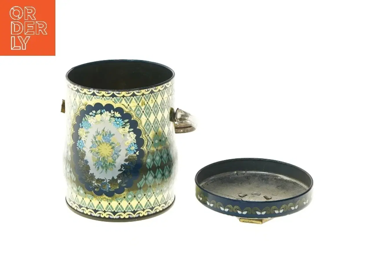 Billede 3 - Antik blik dåse med låg (str. Ø 9 cm længde 11 cm)