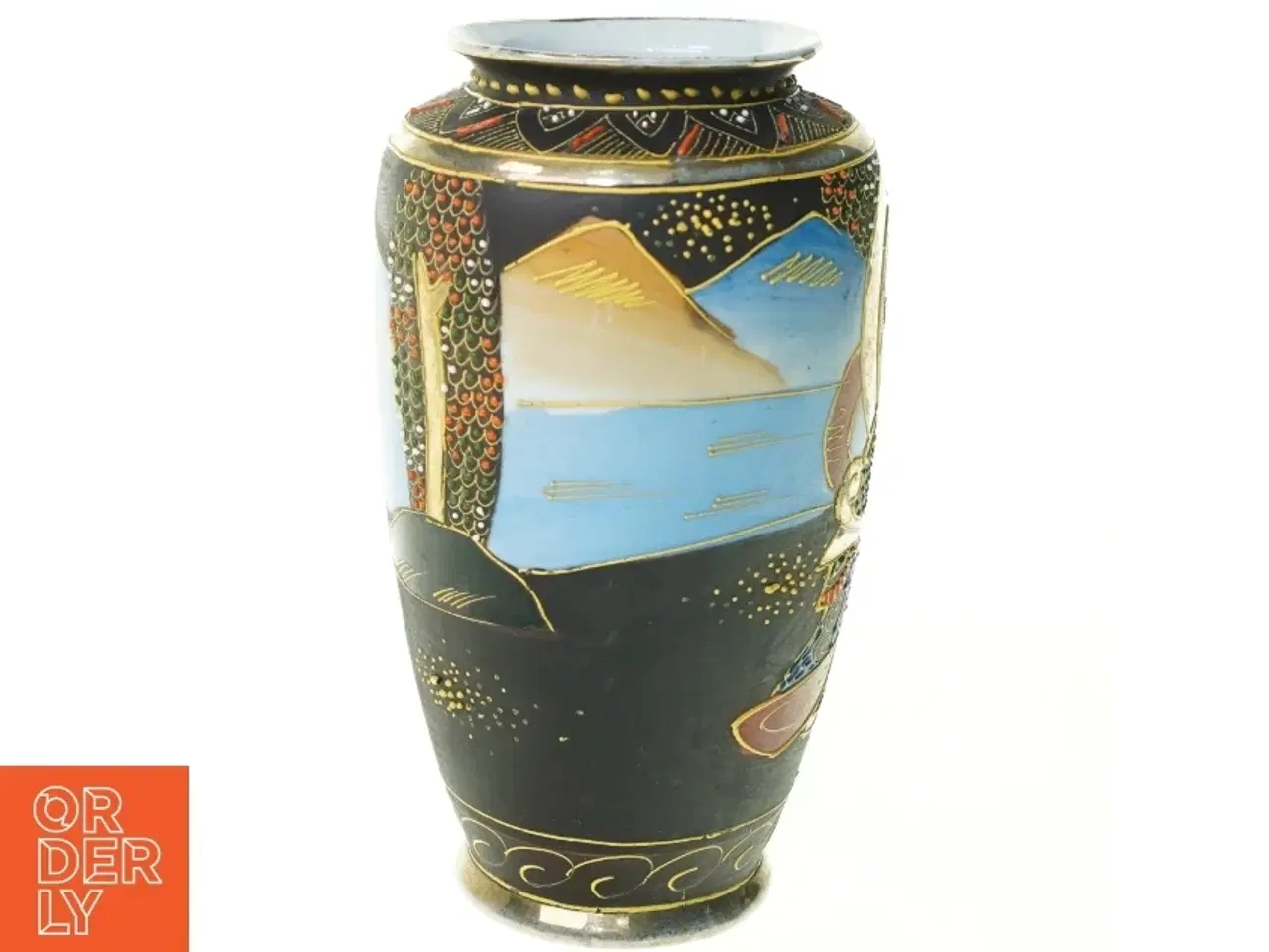 Billede 3 - Vase med kinesisk motiv (str. 20 x 7 x 10 cm)