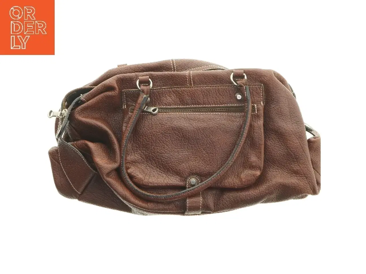 Billede 2 - Brun lædertaske (str. 43x26 cm)