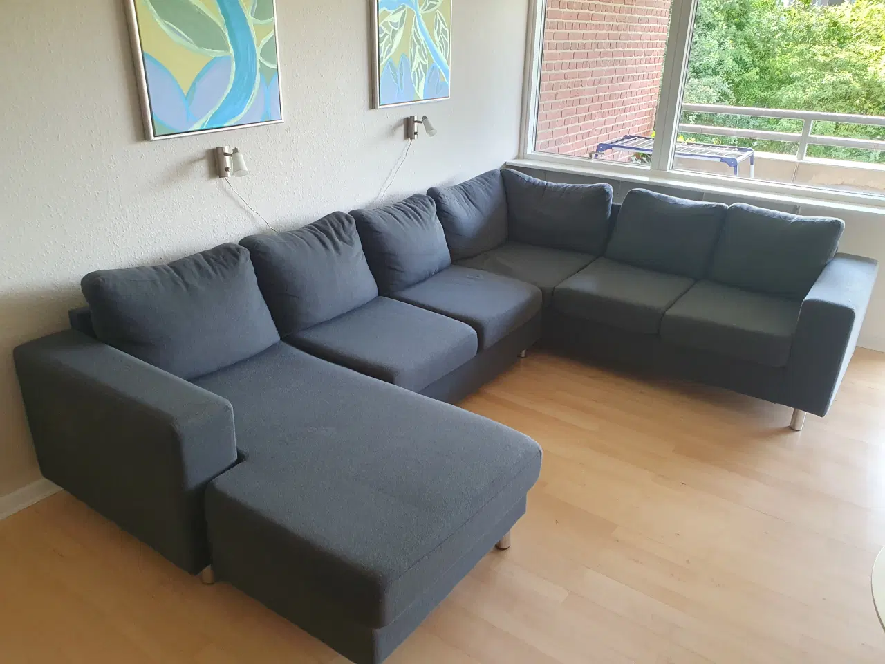 Billede 2 - Hjørnesofa i stof med chaiselong