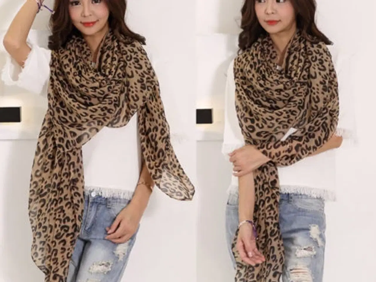 Billede 1 - Tørklæde (aflangt) med leopard print 