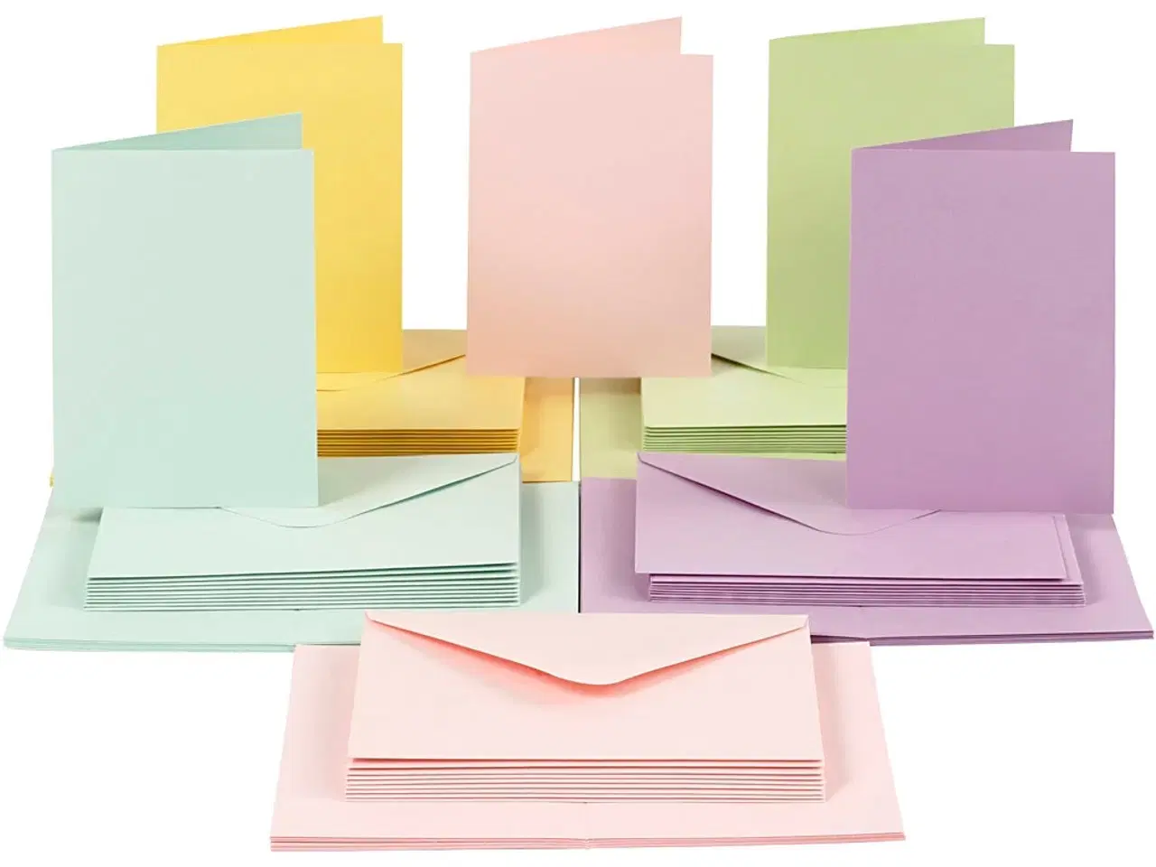 Billede 1 - Kort og kuverter, kort str. 10,5x15 cm, kuvert str. 11,5x16,5 cm, 110+220 g, pastelfarver, 50sæt/ 1 pk.