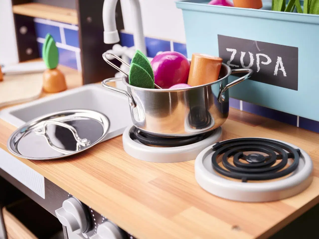 Billede 11 - Legekøkken i træ MDF med tilbehør LOFT XXL 96 cm