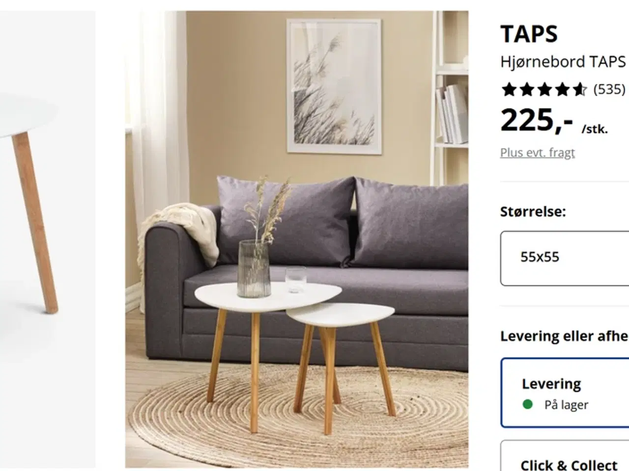 Billede 9 - JYSK Hjørnebord TAPS 55x55 sofabord coffee table