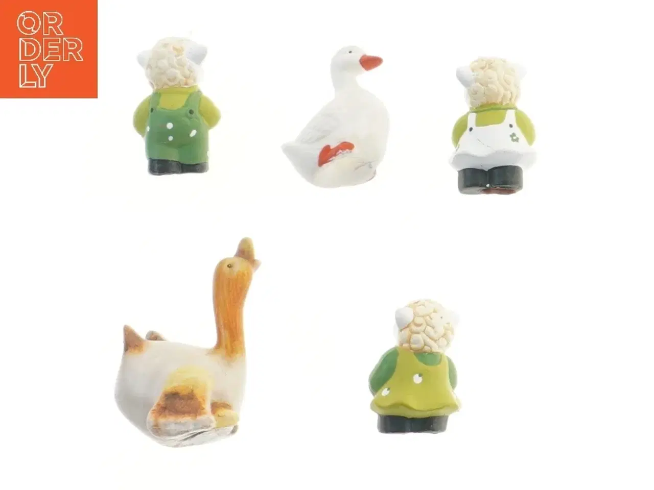 Billede 2 - 5 Keramikfigurer, får og gæs (str. 5 stk 7 cm)