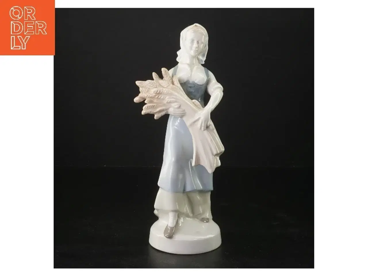 Billede 1 - Porcelænsfigur af kvinde med korn (str. 24 cm)