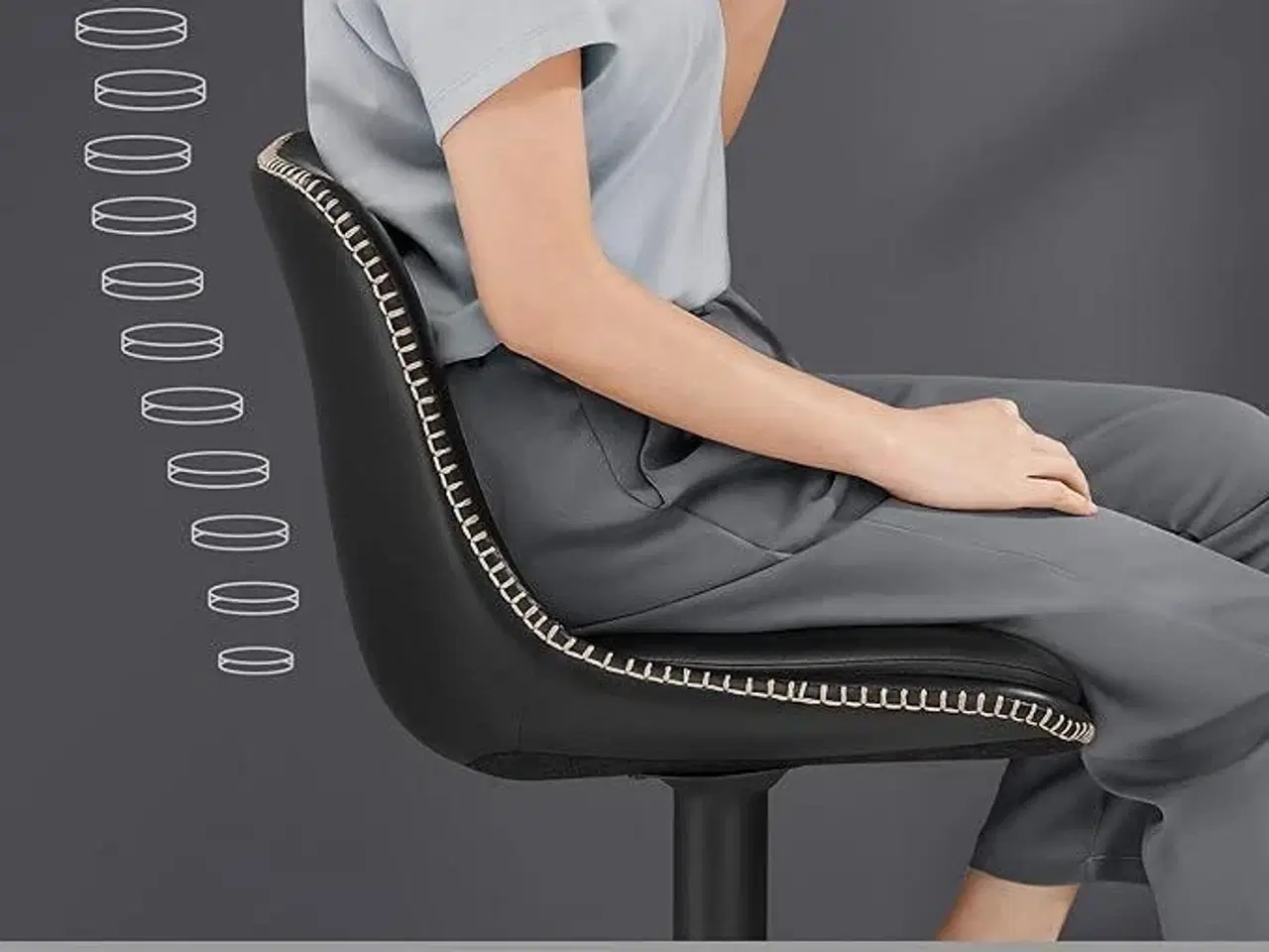 Billede 4 - Barstole med ryglæn – VASAGLE, sæt á 2, højdejusterbare, drejelige, kunstlæder, sort blæk