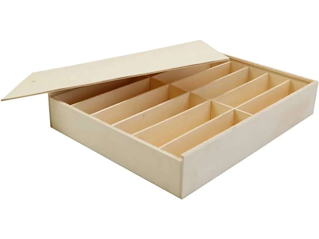 Billede 1 - Praktisk træboks med låg - 29x37x6,5 cm