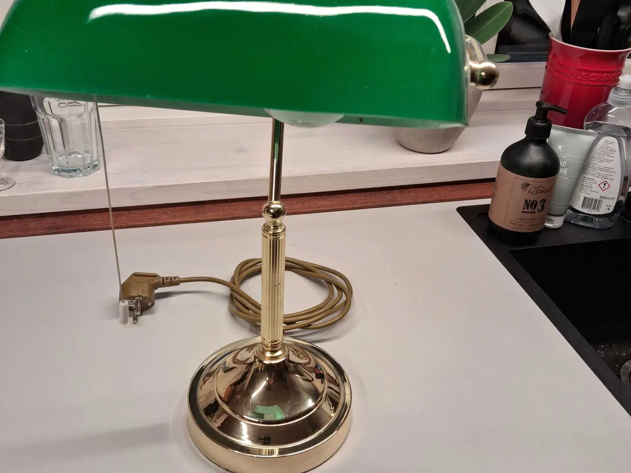 Billede 3 - Bordlampe "Banker's" m grøn skærm.