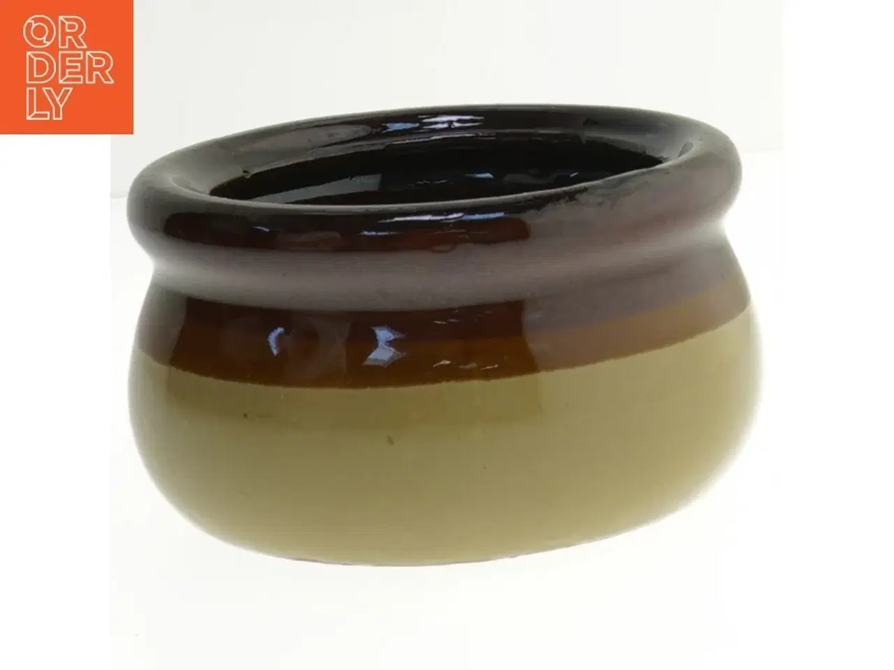 Billede 2 - Keramisk lågkrukke med håndtag (str. Ø 12 cm)