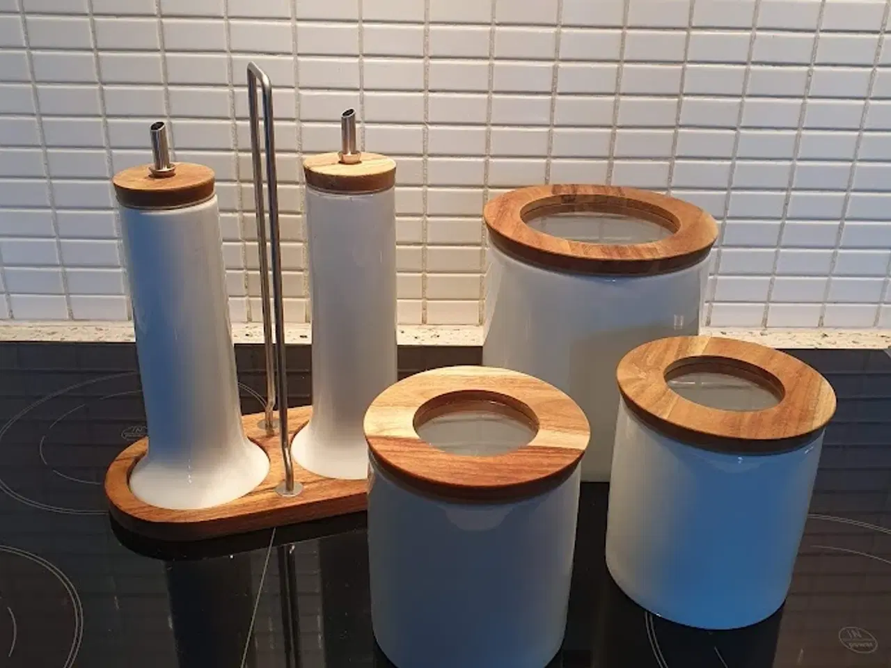 Billede 1 - Opbevaringskrukker og olie eddikesæt i porcelæn