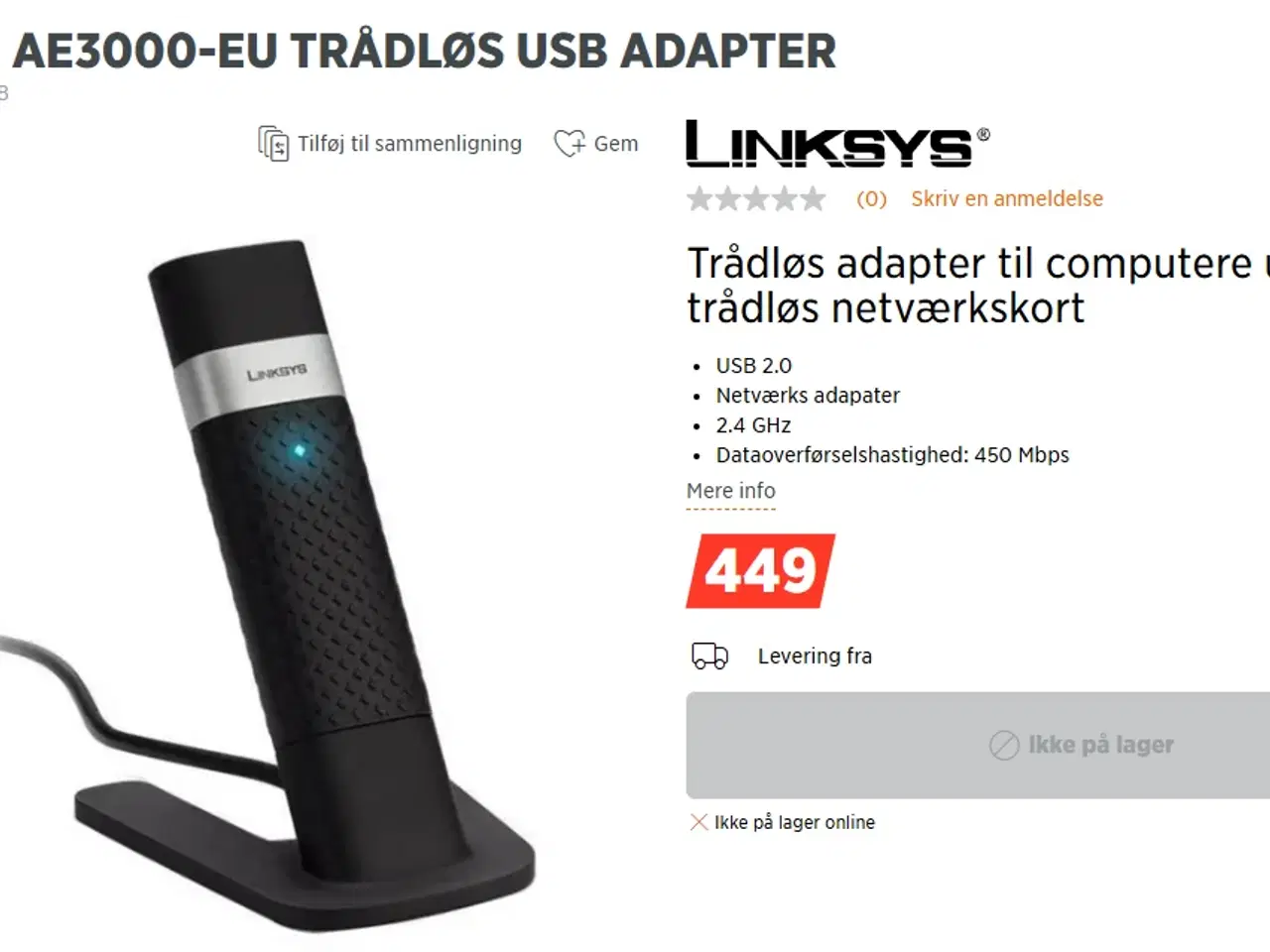 Billede 1 - Linksys AE3000 trådløs USB adapter