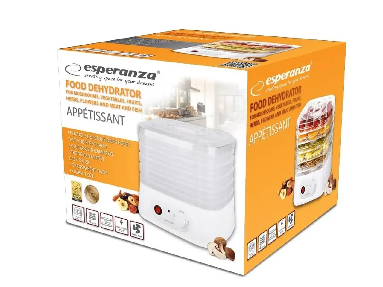 Billede 3 - Maddehydrator – Esperanza EKD004, transparent/hvid, 250 W