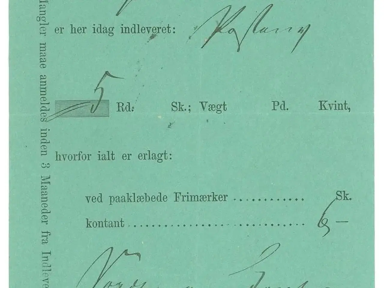 Billede 1 - Postbevis 1873, Nordborg