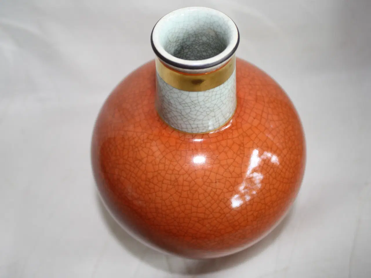 Billede 5 - Vase orange, krakeleret, fra Royal Copenhagen