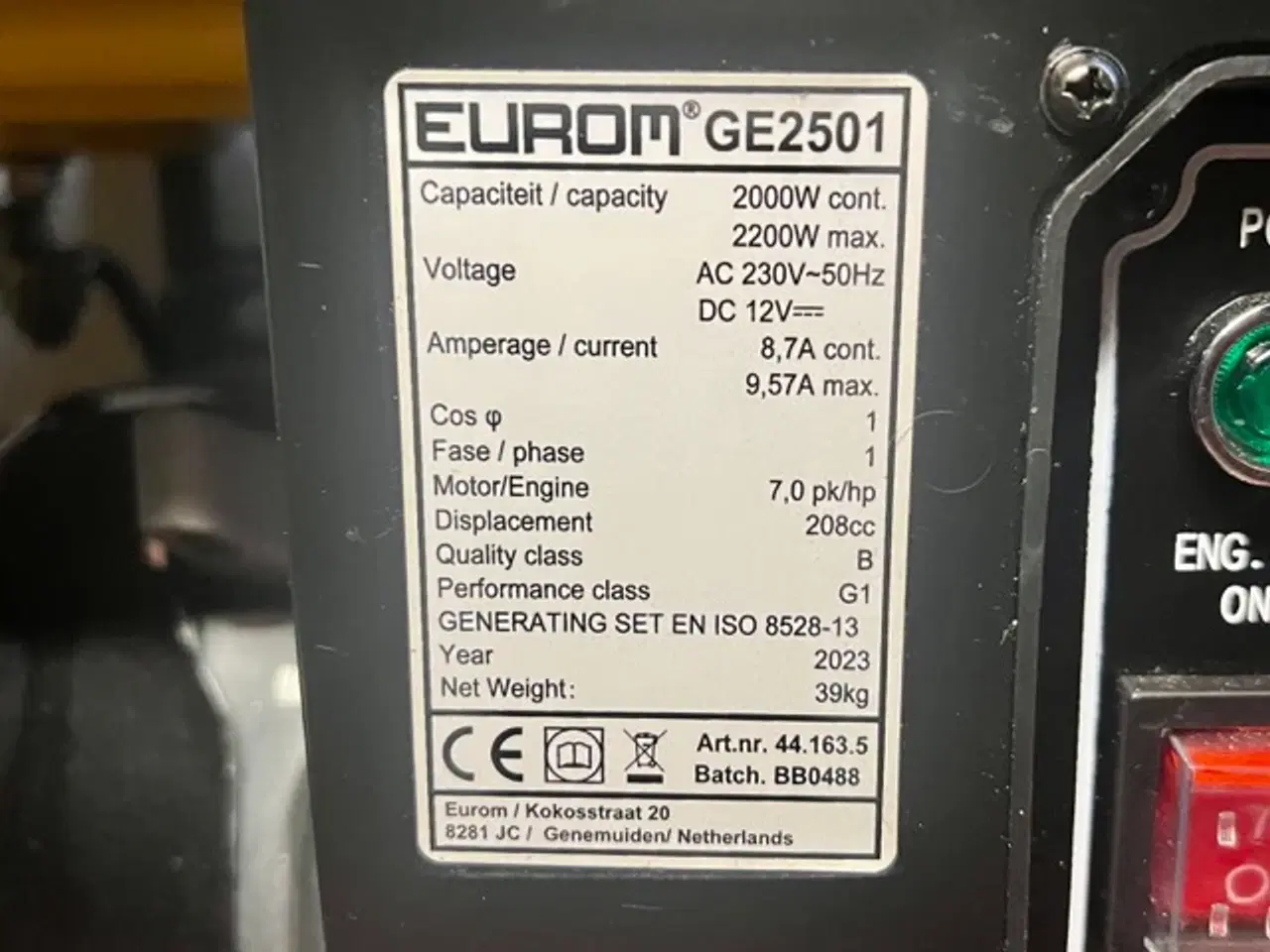Billede 4 - Generator EUROM GE2501