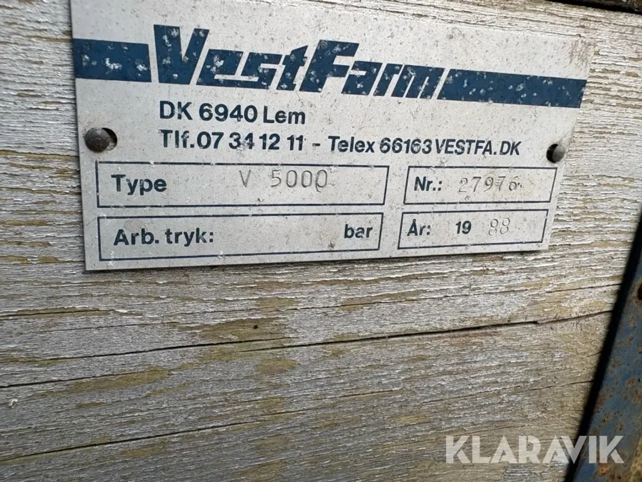 Billede 5 - Tipvogn Vestfarm V5000 5tons