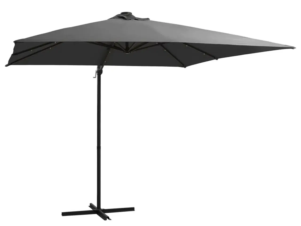 Billede 1 - Hængeparasol med LED-lys og stålstang 250x250 cm antracitgrå