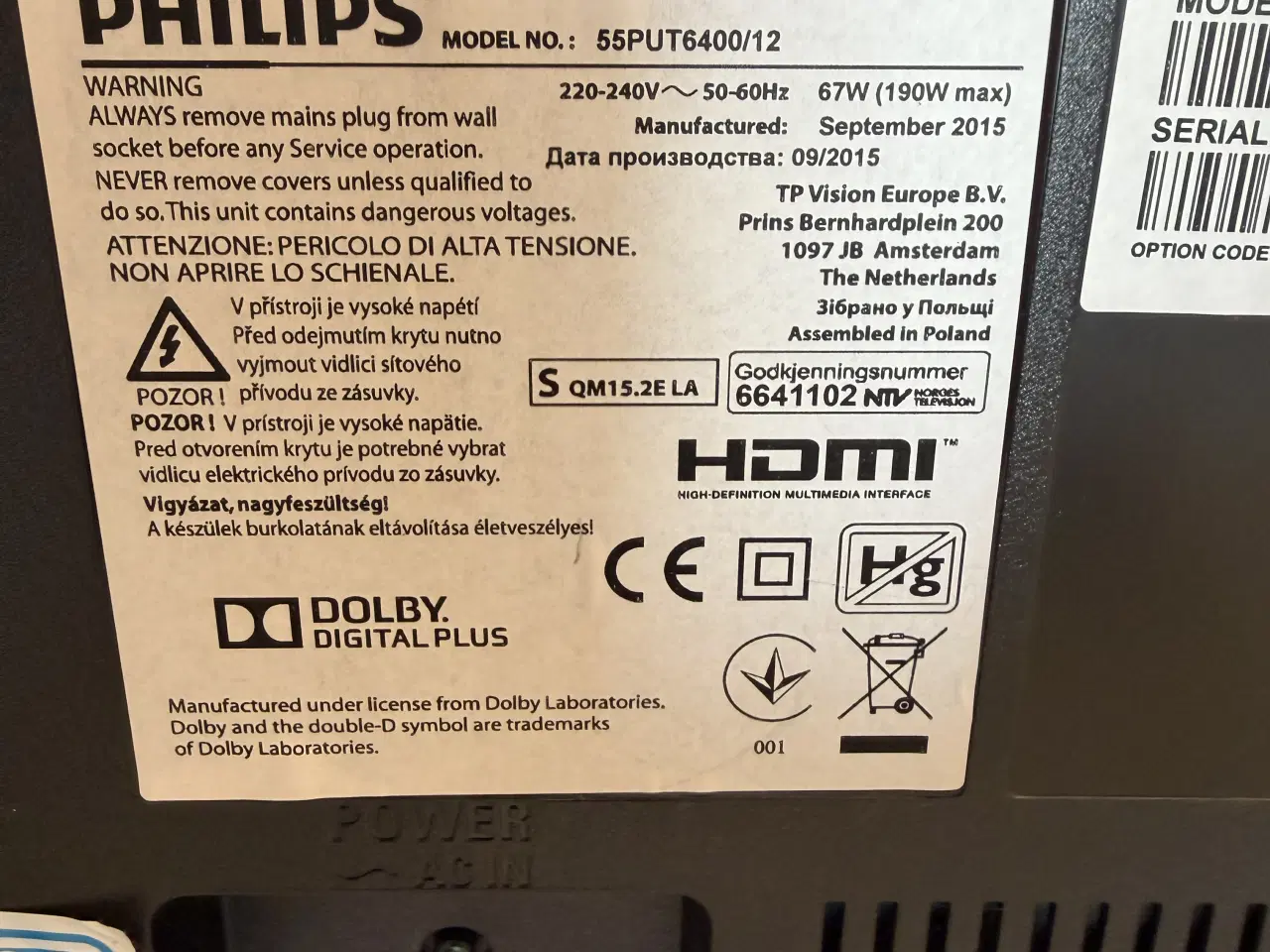 Billede 2 - Phillips 55” tv