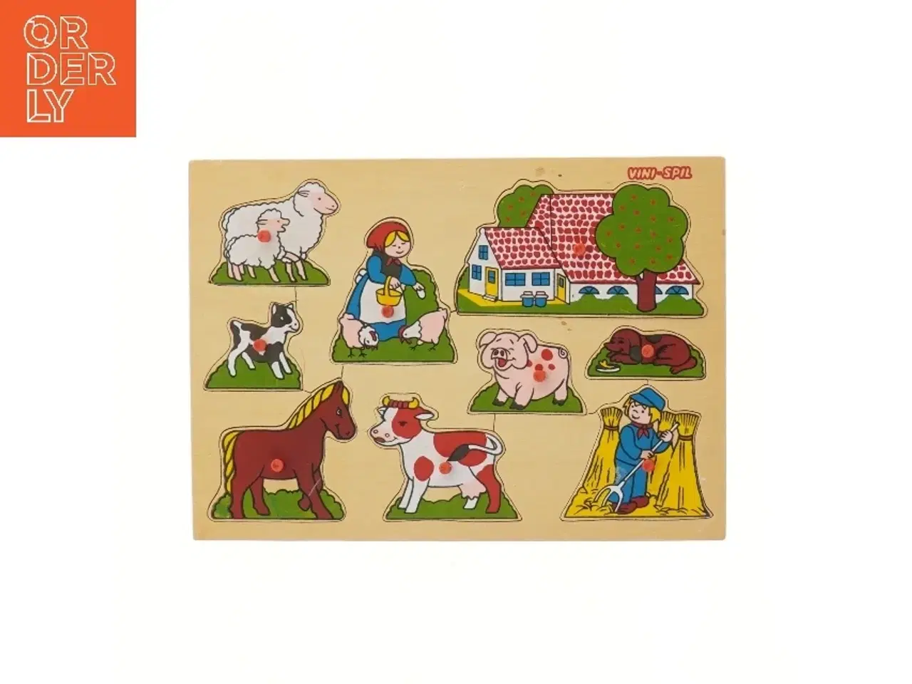 Billede 1 - Træpuslespil med gårdmotiver (str. 29,5x21 cm)