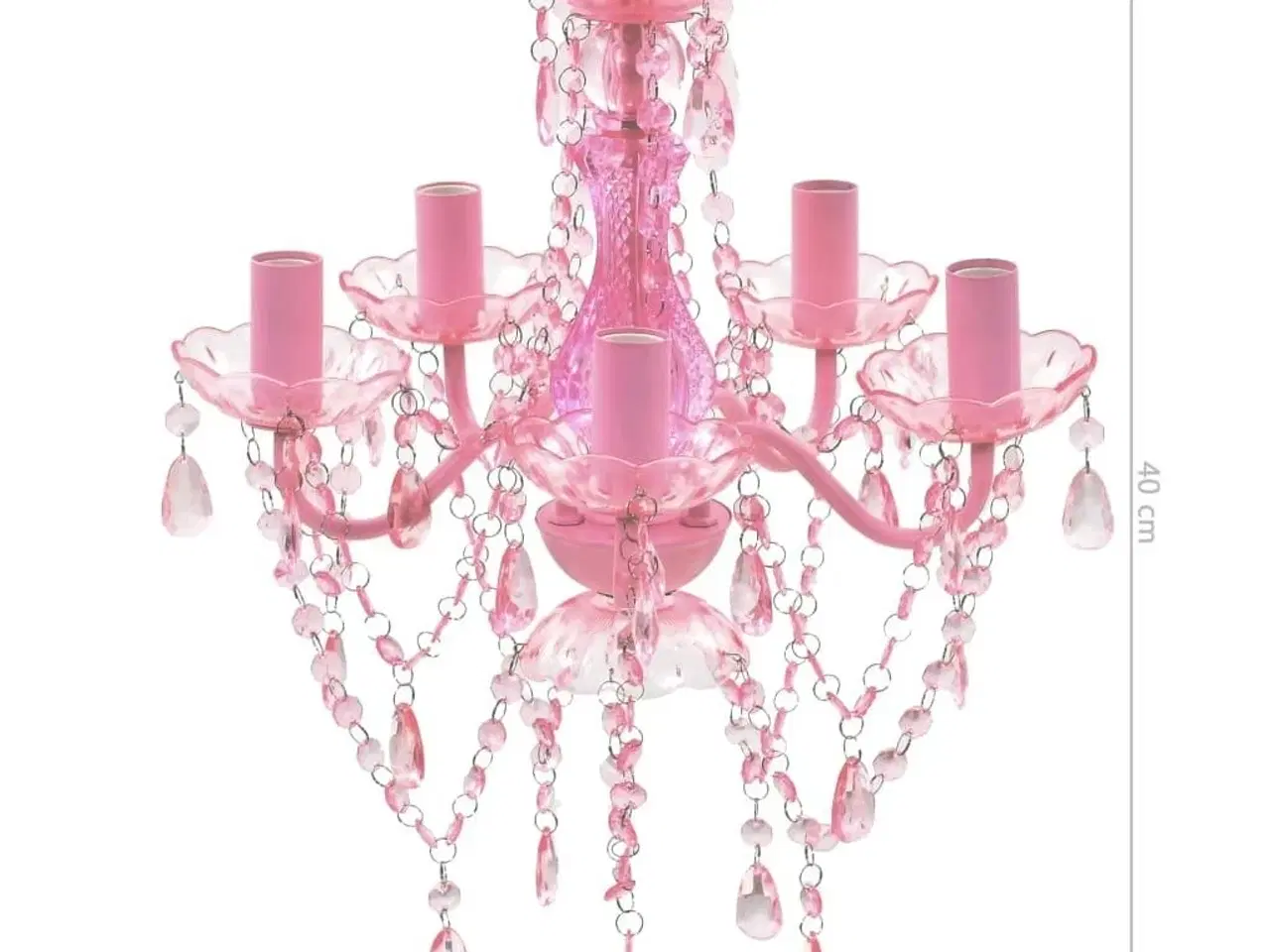 Billede 9 - Krystallysekrone 5 pærer lyserød