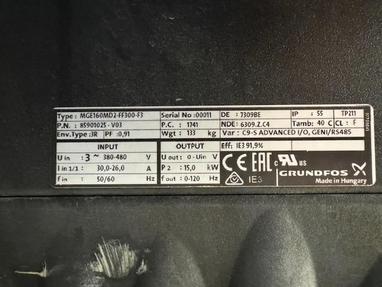 Billede 6 - Trykstyret 15 kW Grundfos Centrifugalpumpe